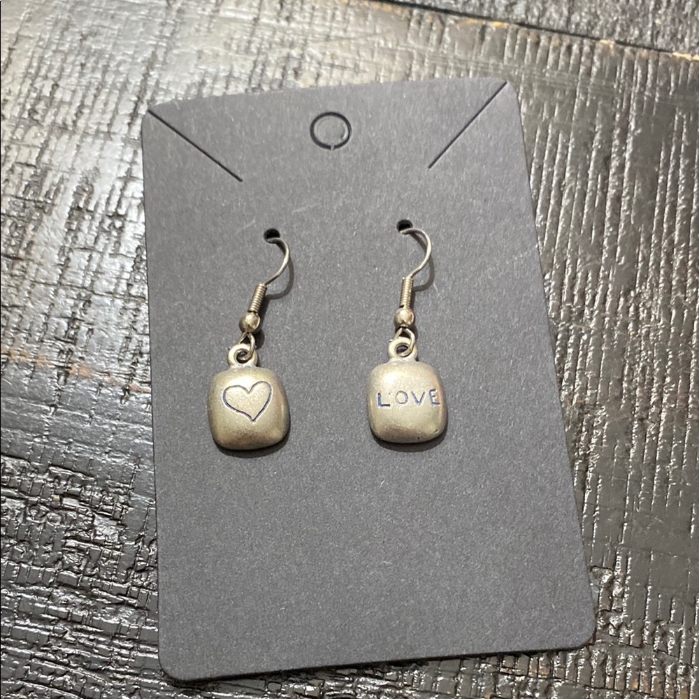 Silver Tone Ragazza Heart and Love Earrings!